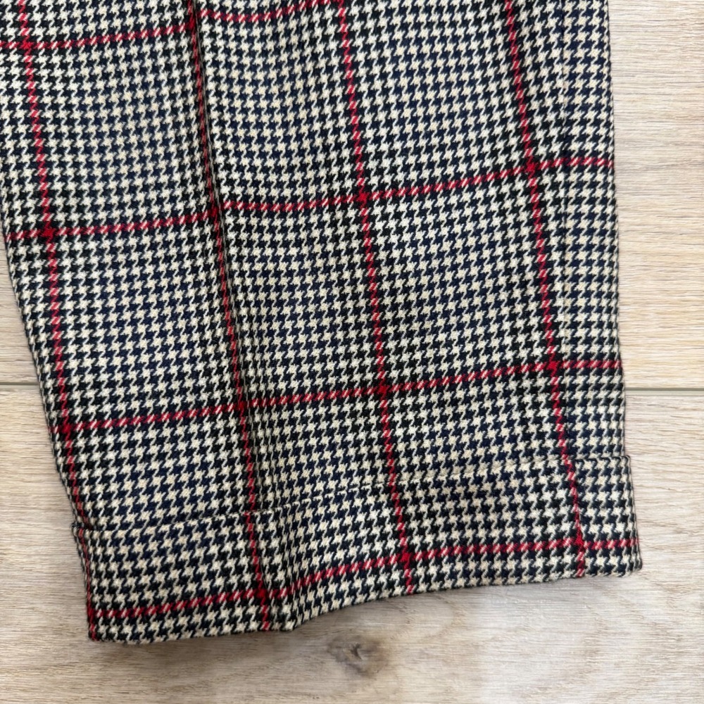 Vintage 100% Wool Pleated Slacks Plaid Houndstooth Academia Trousers Twee 6 - Picture 9 of 14